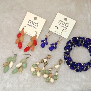 MIA COLLECTION Multicolor Earrings and Bracelet Sets